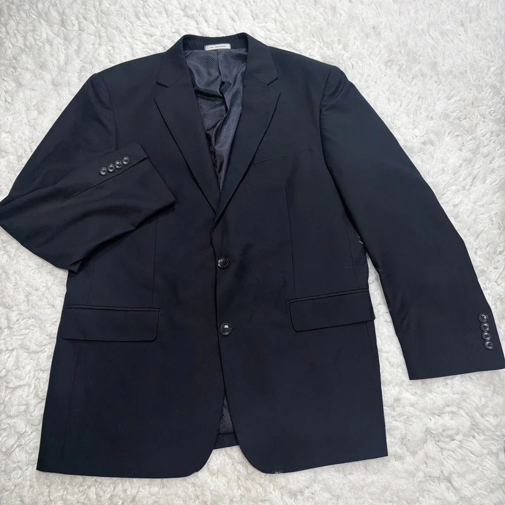 VINCI Sport Coat Blazer Mens 42R Navy Blue 2 Button Formal Wedding Office New!